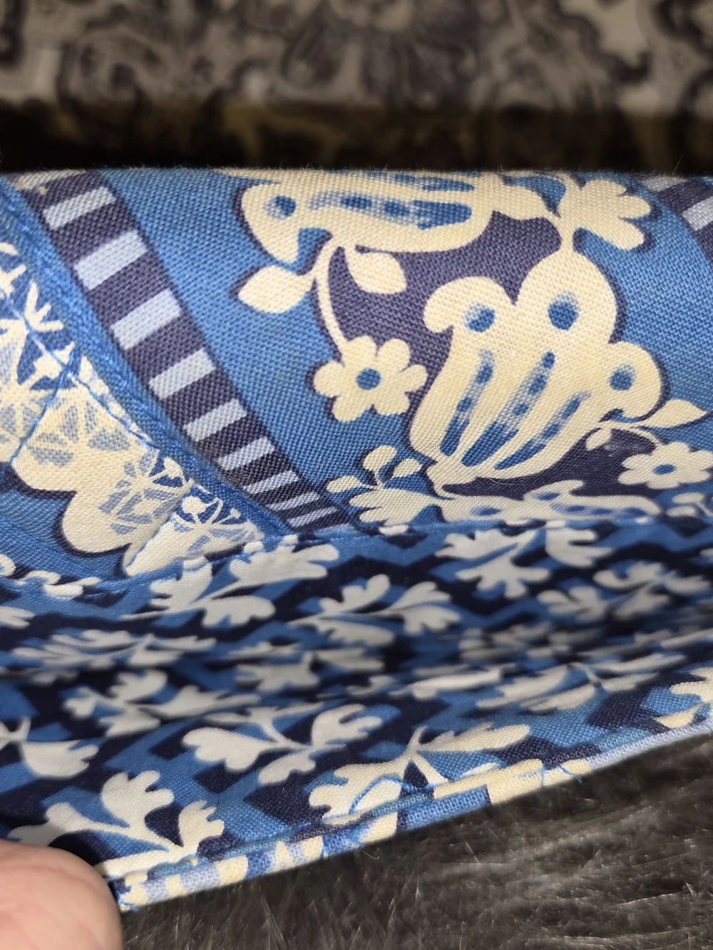 Vera Bradley Blue Floral Quilted Wallet with Navy Trim - Picture 9 of 9
